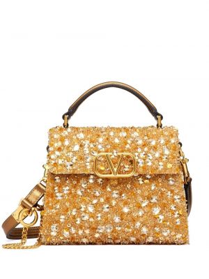 Flitrovaná nákupná taška Valentino Garavani zlatá