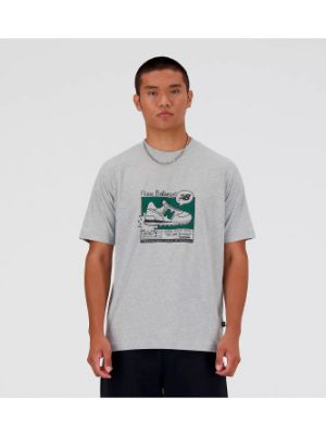 T-shirt en coton de sport New Balance gris