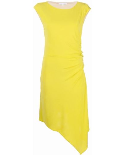 Sukienka koktajlowa asymetryczna plisowana Patrizia Pepe żółta
