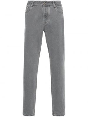 Slim fit priliehavé skinny fit džínsy s výšivkou Brunello Cucinelli sivá