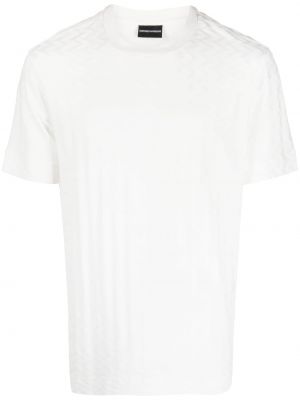T-shirt en coton à motif chevrons Emporio Armani blanc