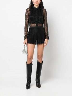 Krajkové plisované mini sukně Alberta Ferretti černé