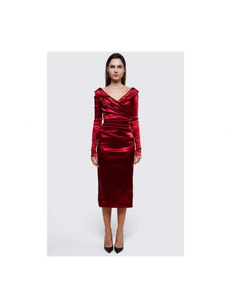 Sukienka z dekoltem w serek Dolce And Gabbana czerwona