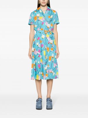 Kleid mit print mit plisseefalten Gucci Pre-owned blau
