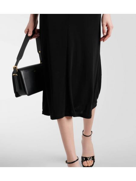 Robe mi-longue en dentelle en crêpe Givenchy noir