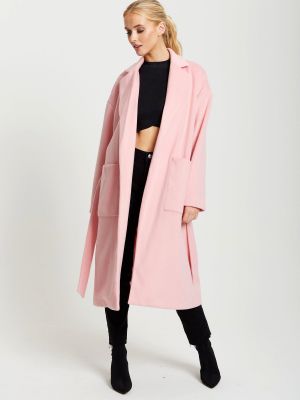 Длинное пальто с поясом цвета Liquorish розового