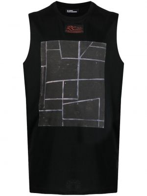 Chemise en coton à imprimé à motifs abstraits Raf Simons noir