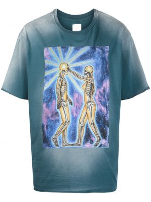 Памучна тениска с принт Alchemist синьо