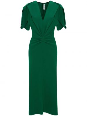 Koktejlkové šaty s výstrihom do v Victoria Beckham zelená