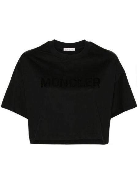 Marškinėliai su blizgučiais Moncler juoda