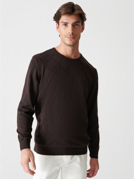 Sweter żakardowy Avva brązowy