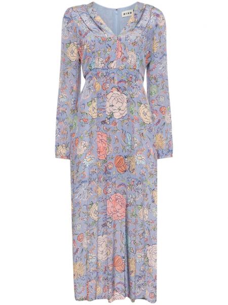 Midi haljina s cvjetnim printom s printom Rixo plava