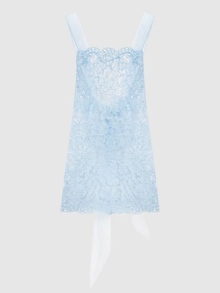 Кружевное платье мини Ermanno Scervino голубое