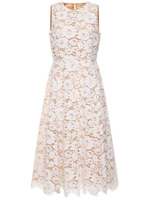 Памучна миди рокля на цветя с дантела Michael Kors Collection бяло