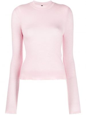 Kašmírové dlouhý svetr s oděrkami s dlouhými rukávy Unravel Project - růžová