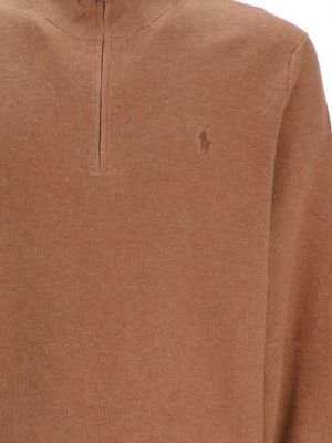 Medvilninis siuvinėtas polo marškinėliai Polo Ralph Lauren ruda