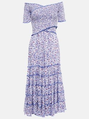 Midi haljina s cvjetnim printom Poupette St Barth plava