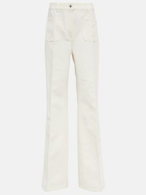 Βαμβακερό λινό παντελόνι με ίσιο πόδι Loro Piana λευκό