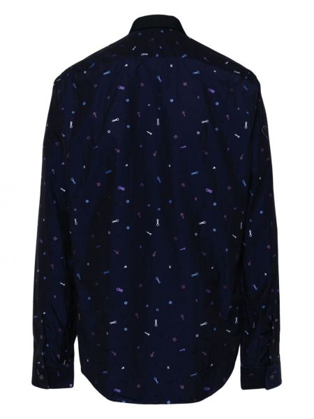 Raštuota medvilninė marškiniai Kenzo mėlyna