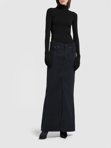 Falda larga de algodón Balenciaga negro