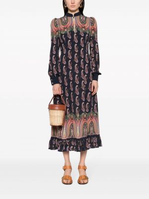 Šaty s potiskem s volány s paisley potiskem Etro černé