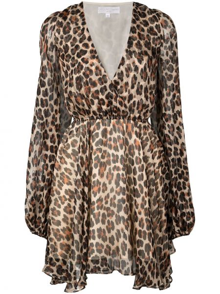 Платье мини леопардовое Caroline Constas, коричневое