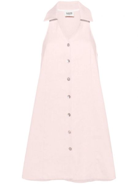 Obleka z gumbi z v-izrezom Claudie Pierlot roza