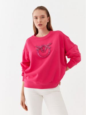 Laza szabású pulóver Pinko rózsaszín