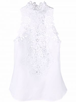 Floral ermeløs bluse Ermanno Scervino hvit