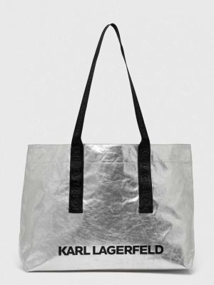 Bavlněná kabelka Karl Lagerfeld stříbrná