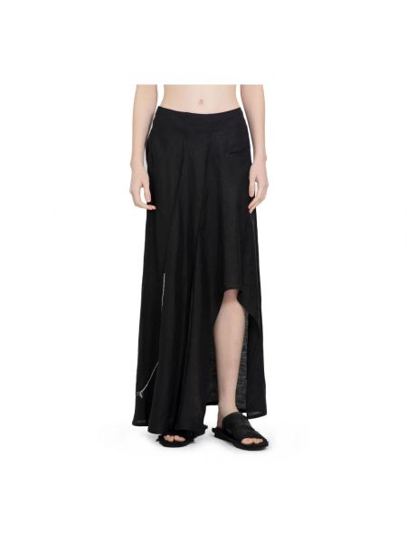Lniana długa spódnica Yohji Yamamoto czarna