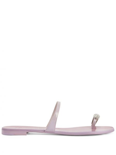 Σκαρπινια χωρίς τακούνι με πετραδάκια Giuseppe Zanotti ροζ