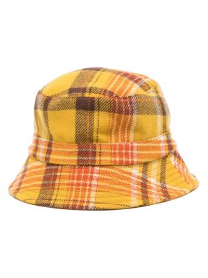 Kockovaná vlnená čiapka Ymc žltá