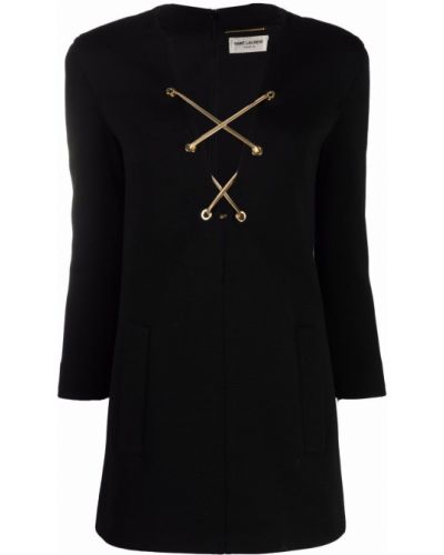 Vestido de cóctel con escote v Saint Laurent negro