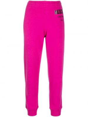 Pantaloni con stampa Moschino rosa