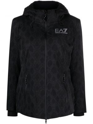 Zateplená lyžařská bunda s potiskem Ea7 Emporio Armani černá