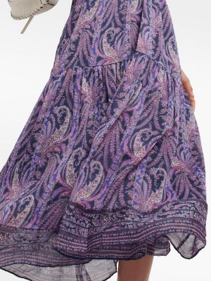 Bombažna svilena midi obleka Isabel Marant modra