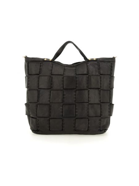 Leder shopper handtasche mit taschen Campomaggi schwarz