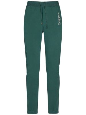Bavlnené teplákové nohavice Saint Laurent zelená