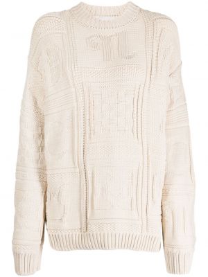 Жакардов пуловер Nanushka бяло