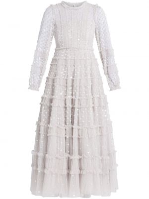 Haftowana sukienka koktajlowa Needle & Thread biała