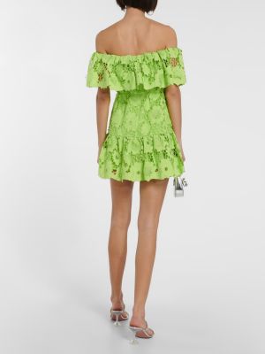 Pamučna haljina s čipkom Self-portrait zelena
