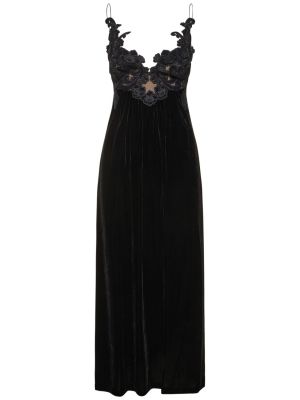 Aksamitna sukienka midi koronkowa Zimmermann czarna