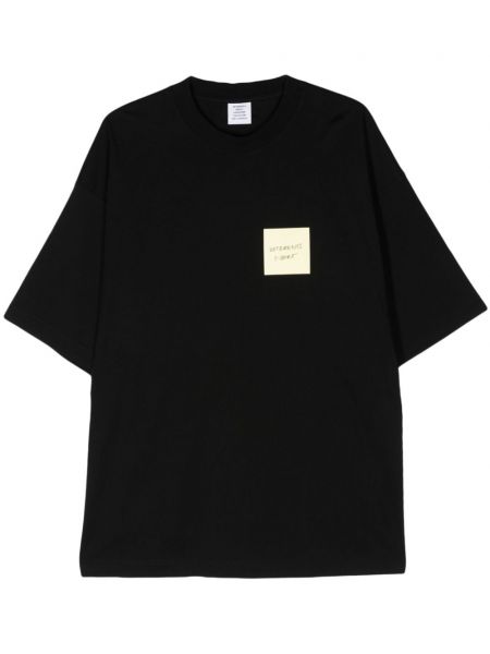 T-shirt en coton à imprimé Vetements noir