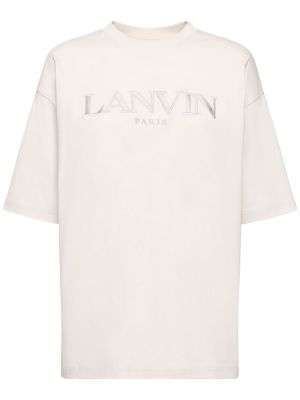 Oversized džerzej tričko s výšivkou Lanvin biela