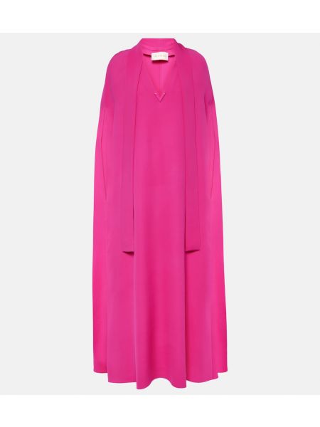 Шелковое длинное платье Valentino розовое