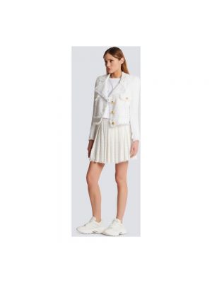 Mini falda con flecos de tweed Balmain blanco