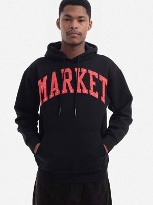 Pamučna hoodie s kapuljačom Market crna
