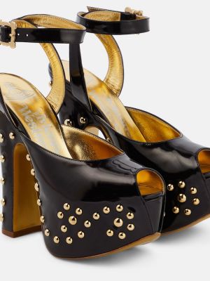 Кожени полуотворени обувки на платформе от лакирана кожа Vivienne Westwood черно