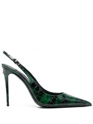 Pantofi cu toc din piele slingback Dolce & Gabbana verde